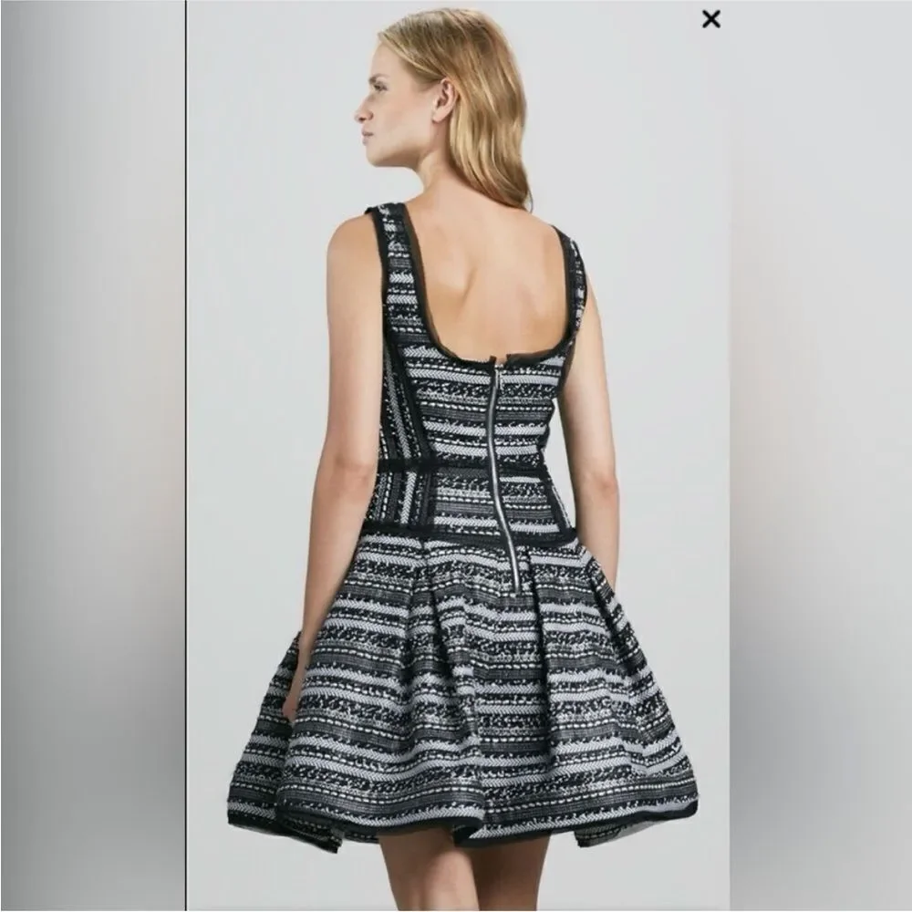 Milly Elegant Black and White Patterned Dress, US4 - Picture 2 of 12